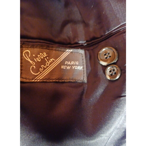 VTG PIERRE CARDIN MENS SUIT XL Pleated Trousers and 2 Button Coat Dark Gray Grid - Picture 4 of 11